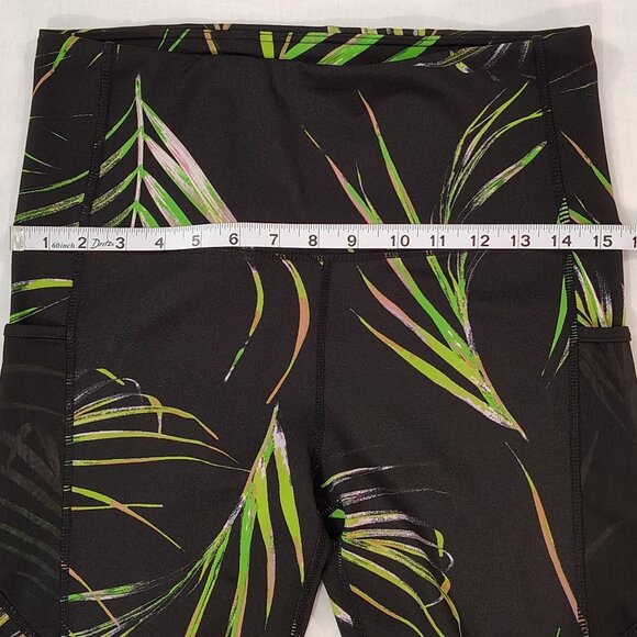 BSP Tropical Palm Print Leggings Womens XL Black Green High-Waisted Pockets - Picture 10 of 14